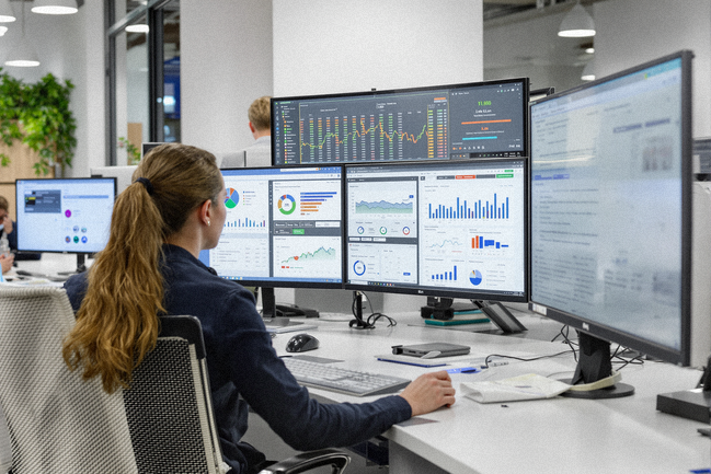 Analistas de datos trabajando